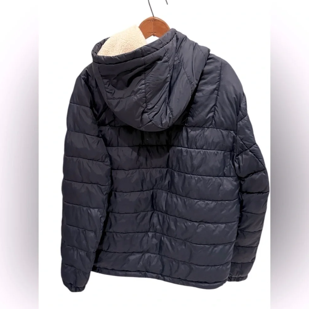 Levi's Blue Quilted Puffer Jacket with Sherpa Lined Hood Men's Size Small